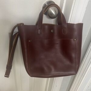 Portland Leather Mini Crossbody Tote Bag Cognac. NEW